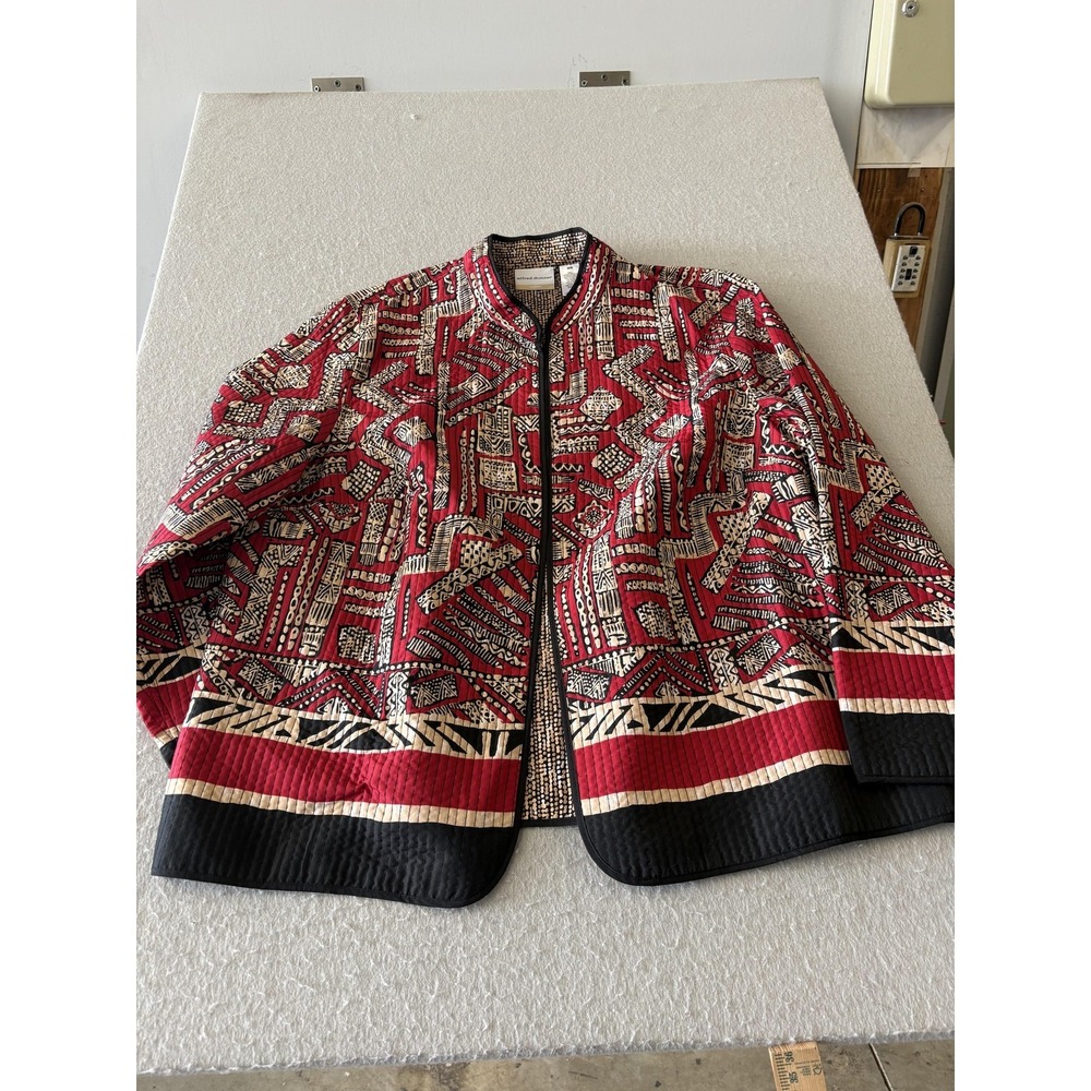 Alfred Dunner Jacket Womens 20W Multicolor Quilted World Market Zip Lined New